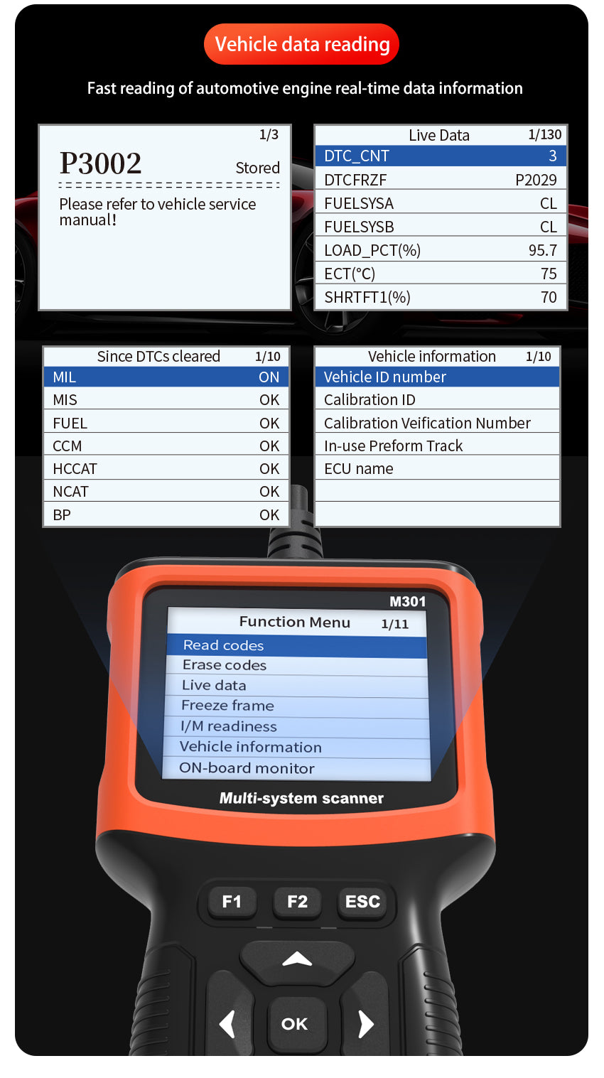 Advanced Engine, Airbag, ABS OBD II Diagnostic Scanner