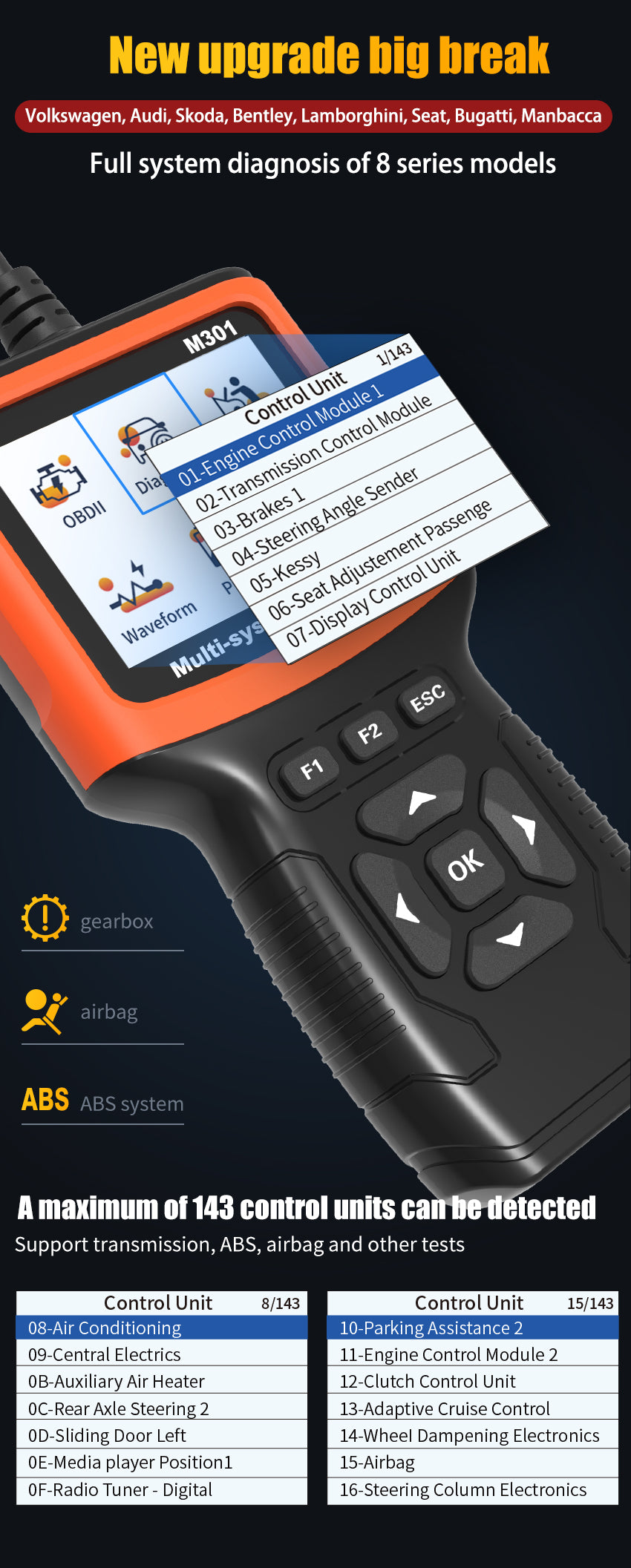 Advanced Engine, Airbag, ABS OBD II Diagnostic Scanner