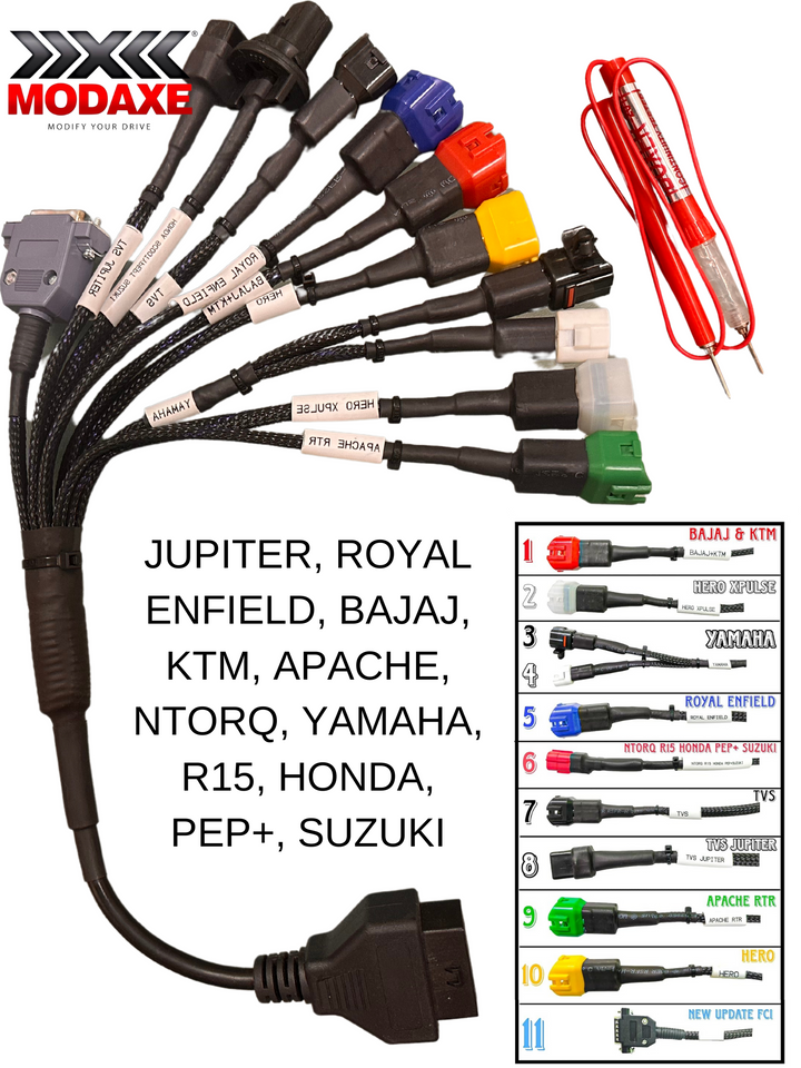 Universal 11 Coupler BS6 Bike Diagnostic Cable Set