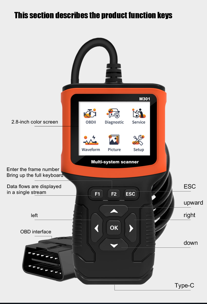 Advanced Engine, Airbag, ABS OBD II Diagnostic Scanner