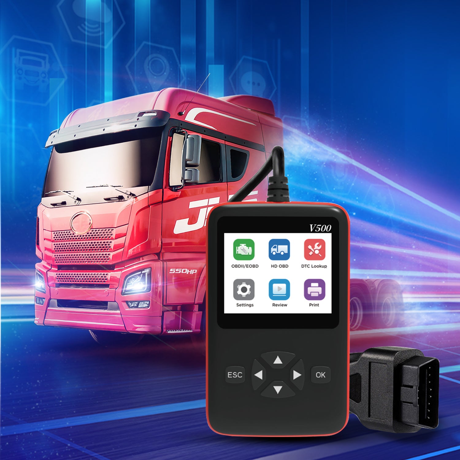 Advanced Commercial Vehicle OBD II Scanner