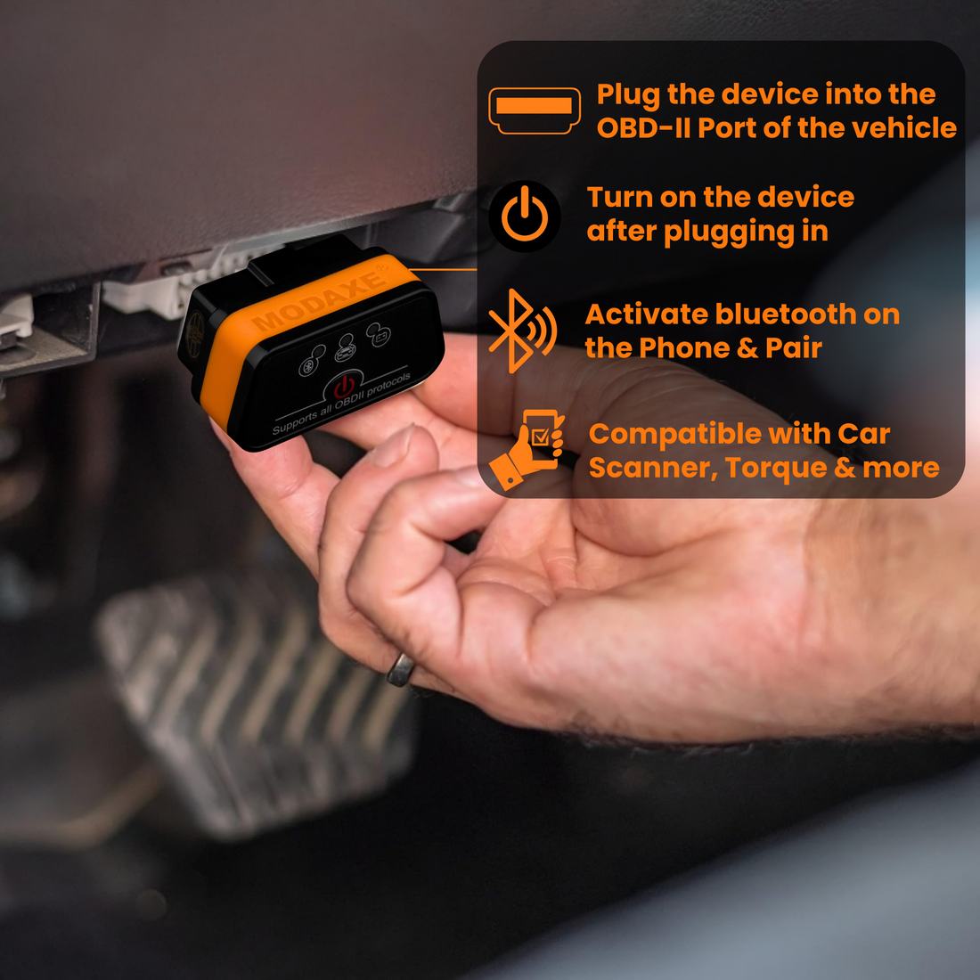 MODAXE OBD II Advanced Bluetooth 4.0 Vehicle Diagnostic Scanner