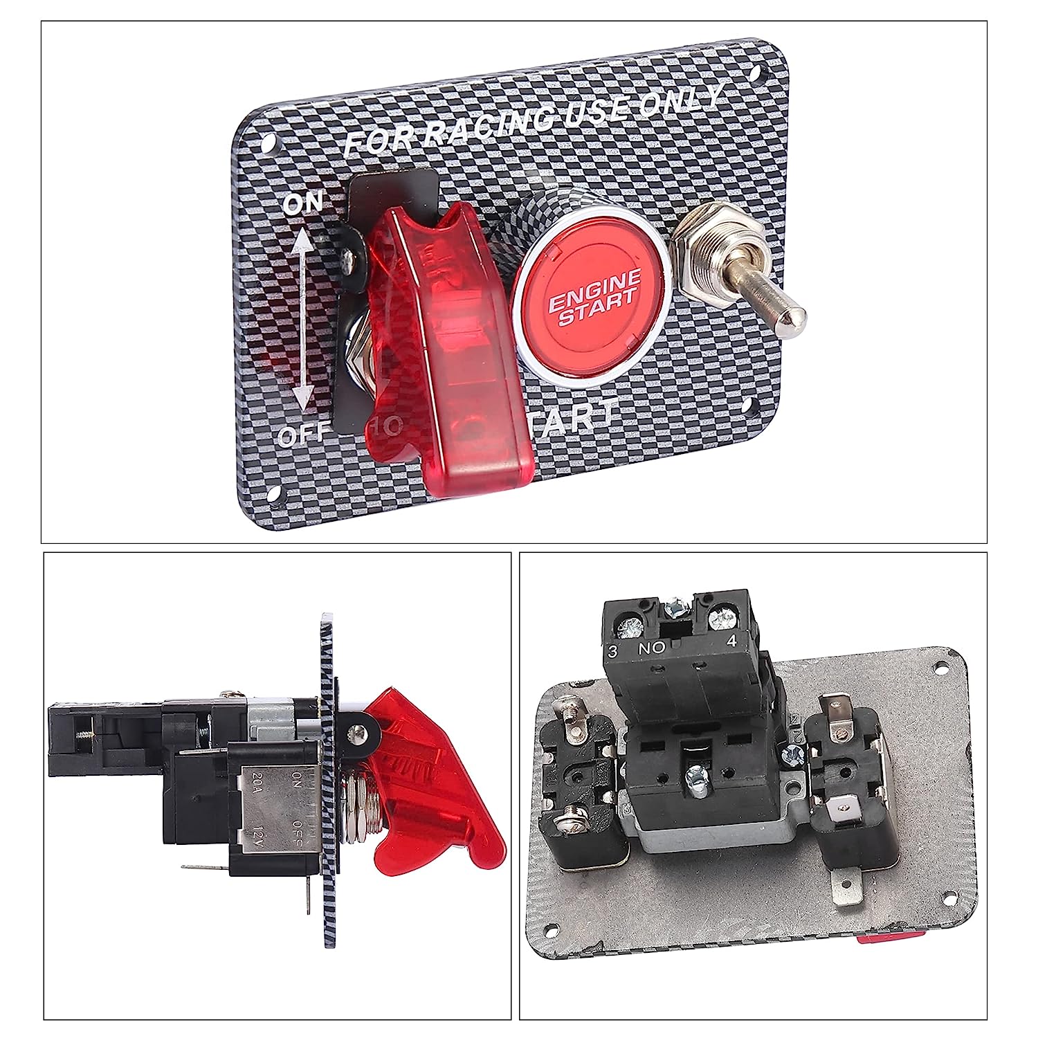 3 in 1 Arming Switch Racing Panel with Engine Start/Stop Button