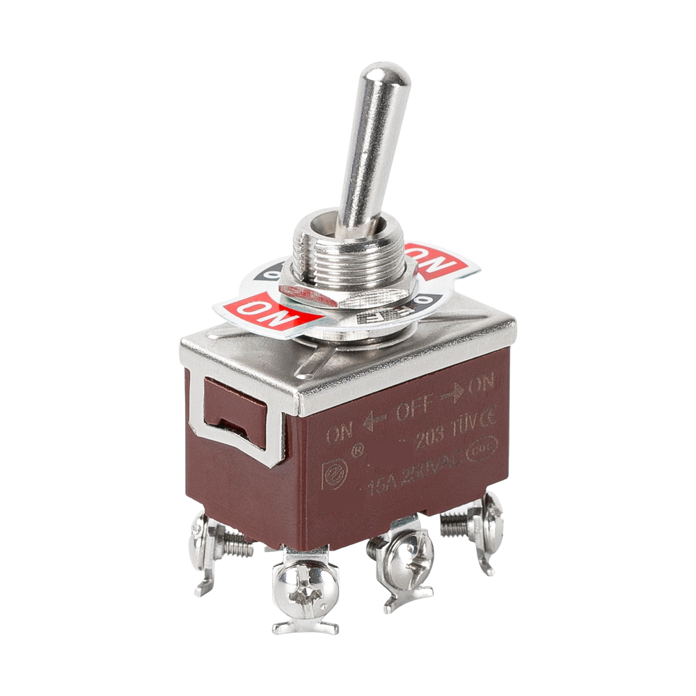 3 Way ON-OFF-ON Toggle Switch, 15A/250V AC, 6-PIN, 3-Position for Automotive / Industrial use
