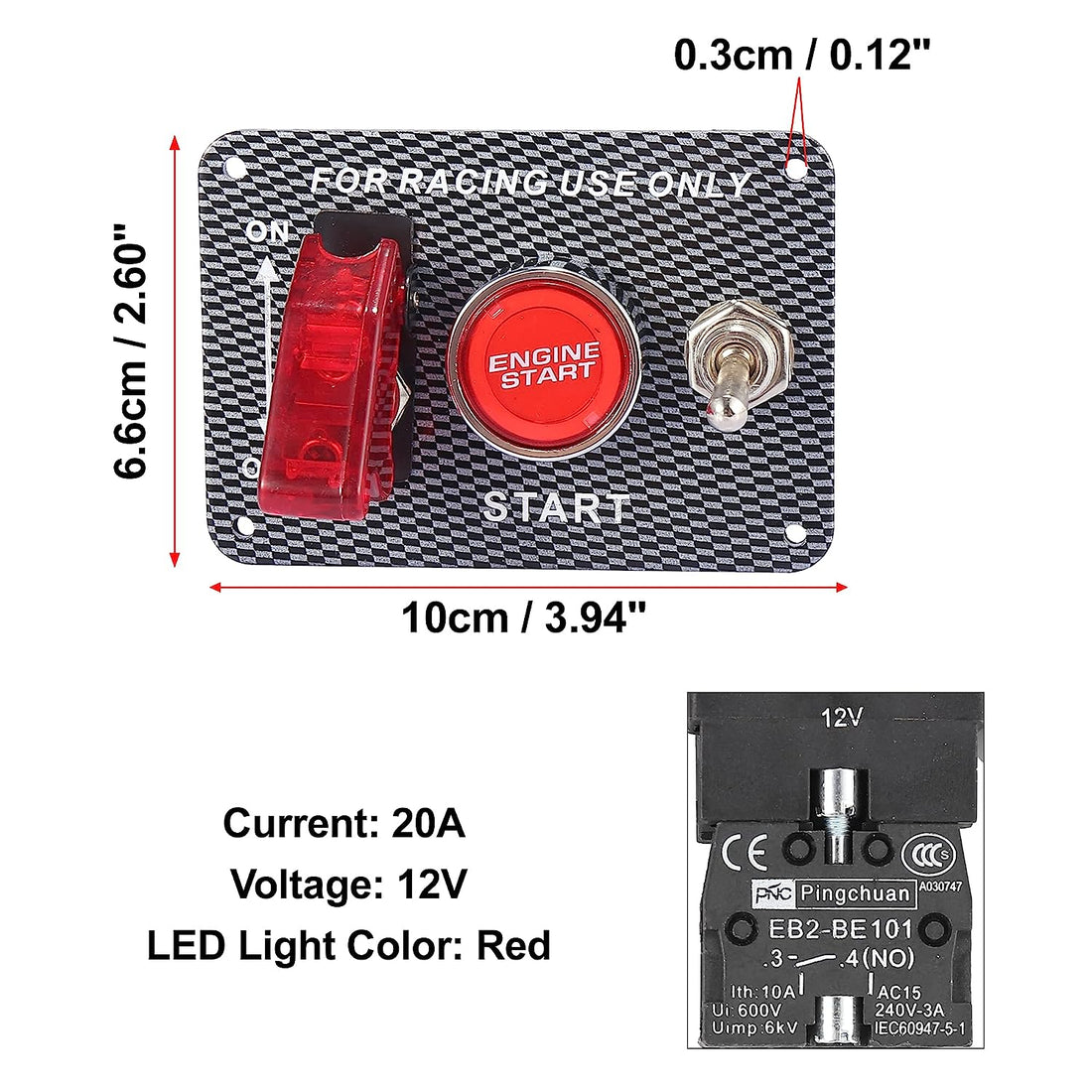 3 in 1 Arming Switch Racing Panel with Engine Start/Stop Button