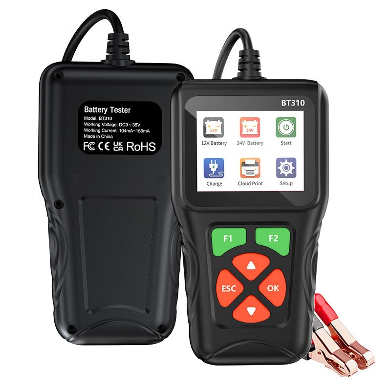 BT310 Car Battery Tester 12V/24V | Battery, Charging & Cranking Test | Cars, Bikes & Trucks