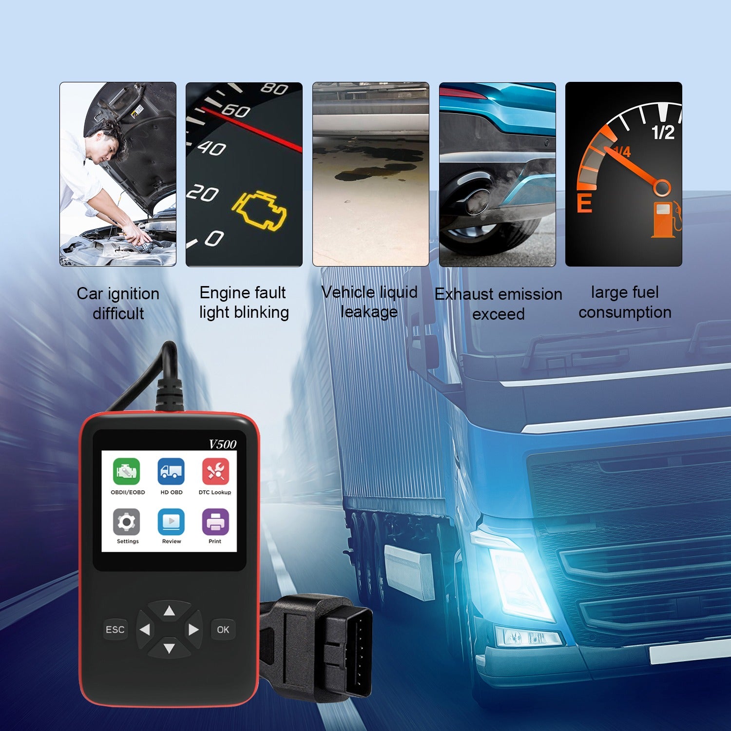 Advanced Commercial Vehicle OBD II Scanner