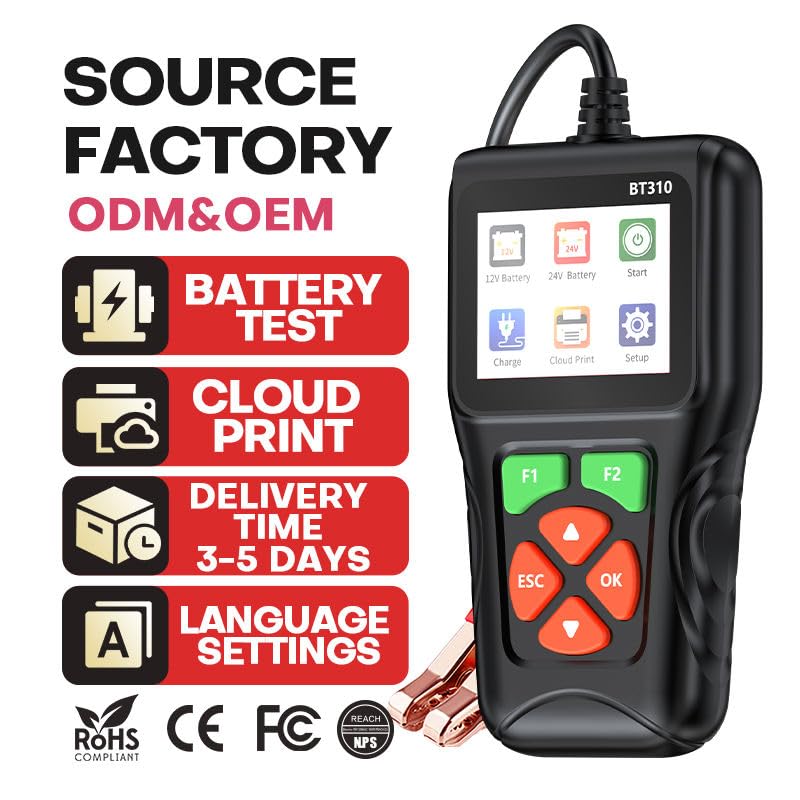 BT310 Car Battery Tester 12V/24V | Battery, Charging & Cranking Test | Cars, Bikes & Trucks