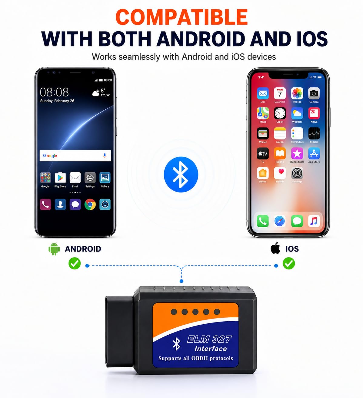 Big Black ELM327 Bluetooth OBD II Diagnostic Scanner