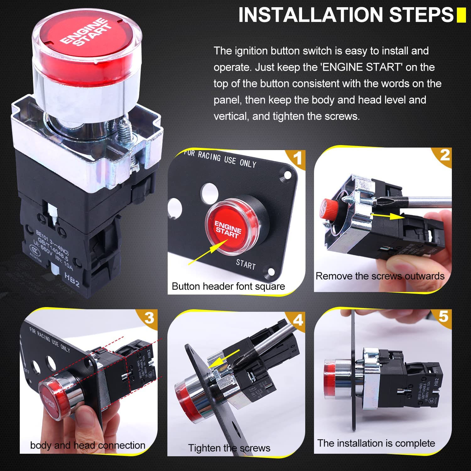3 in 1 Arming Switch Racing Panel with Engine Start/Stop Button