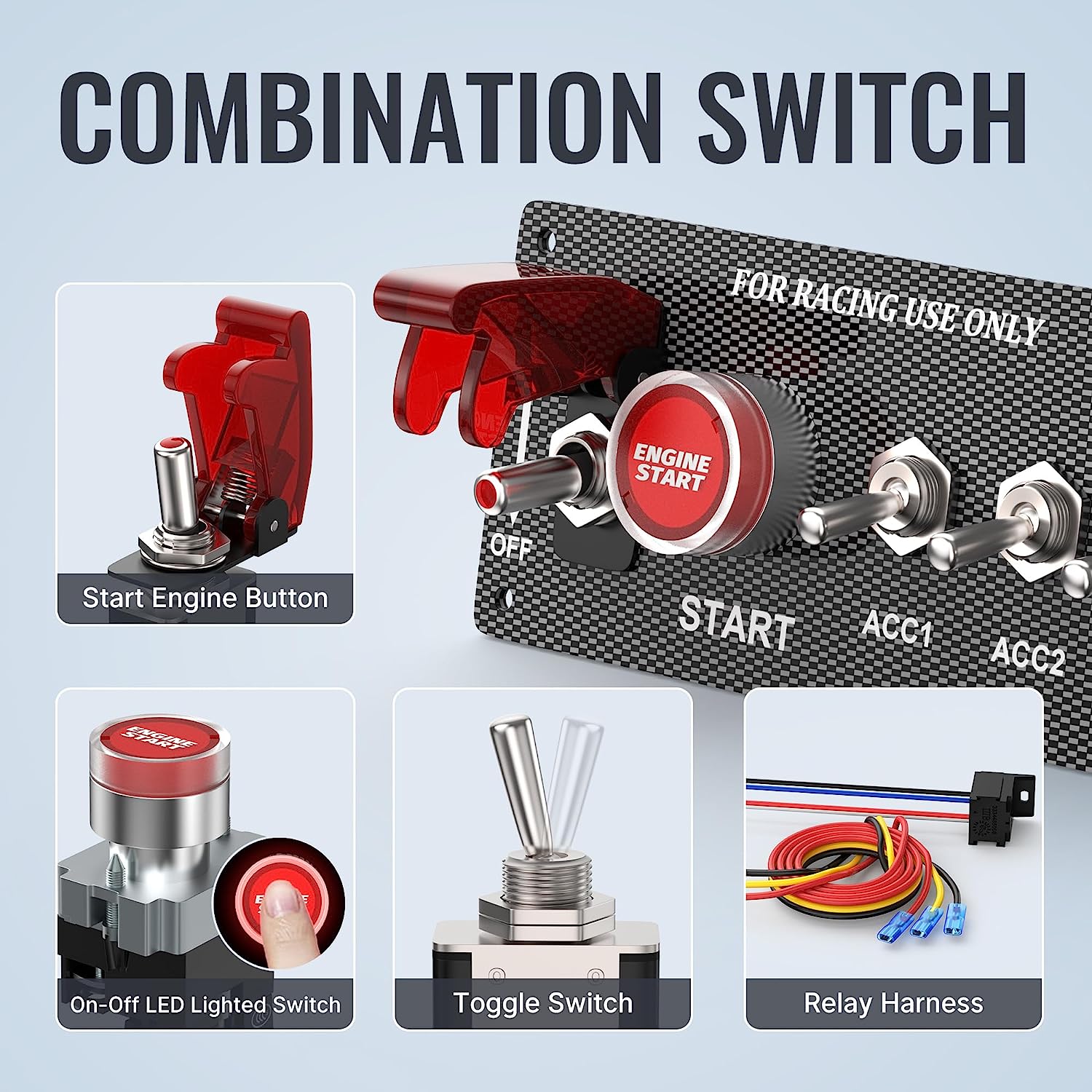 4 in 1 Arming Switch Racing Panel with Engine Start/Stop Button