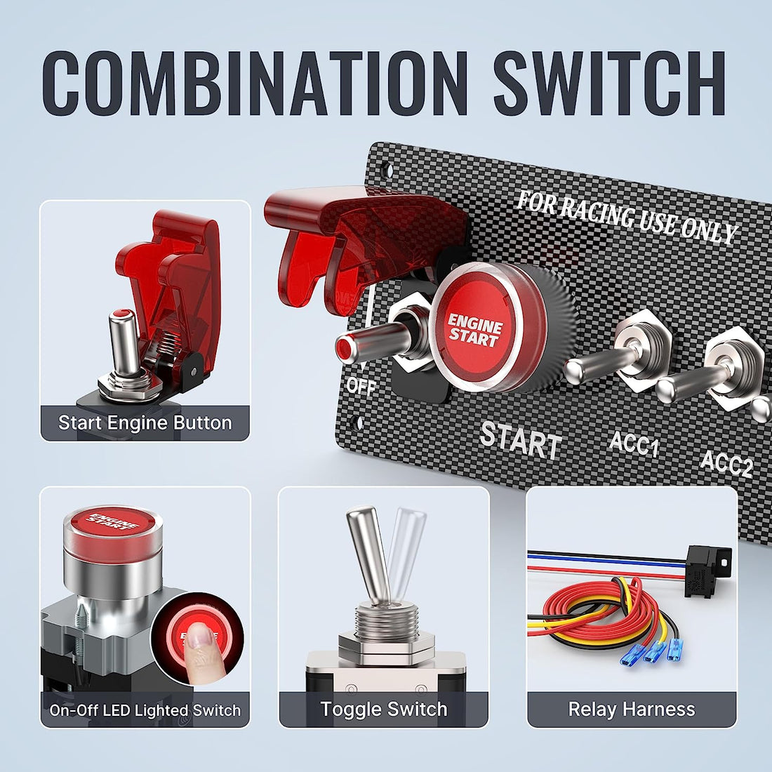 4 in 1 Arming Switch Racing Panel with Engine Start/Stop Button