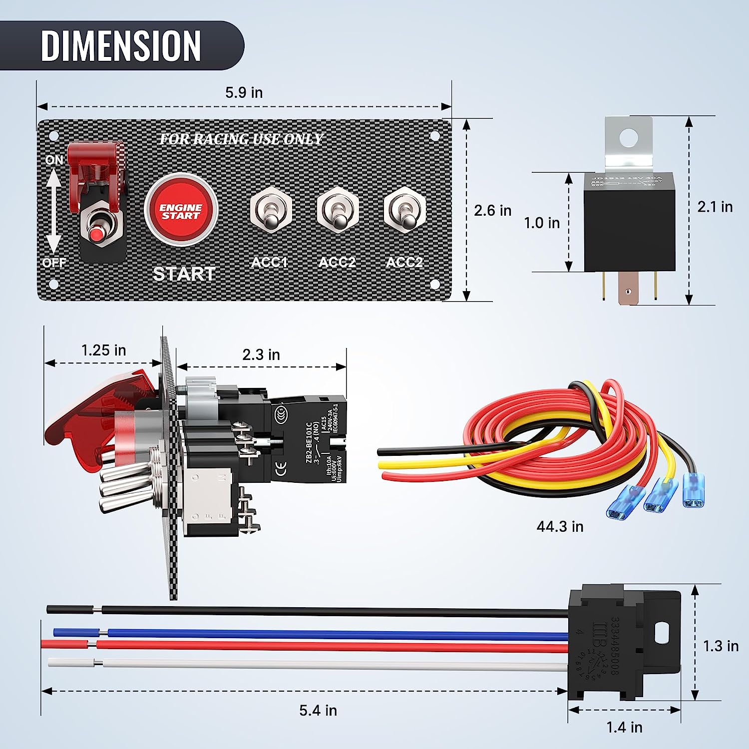 5 in 1 Arming Switch Racing Panel with Engine Start/Stop Button