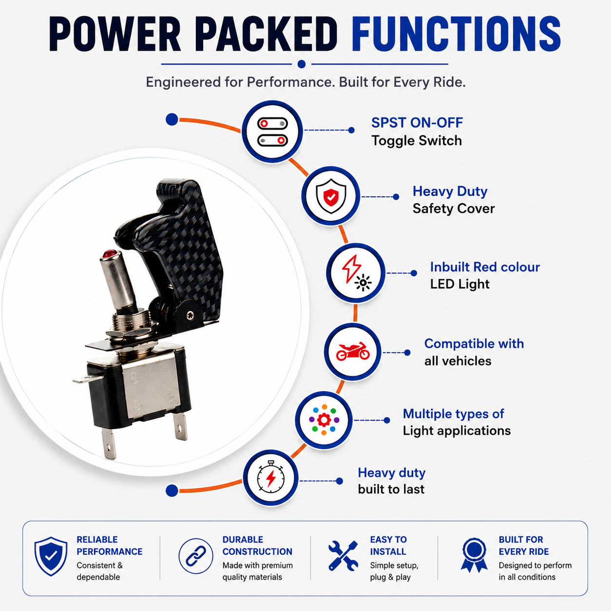 Carbon Fiber – Arming Switch with Aircraft Safety Cover & LED Light