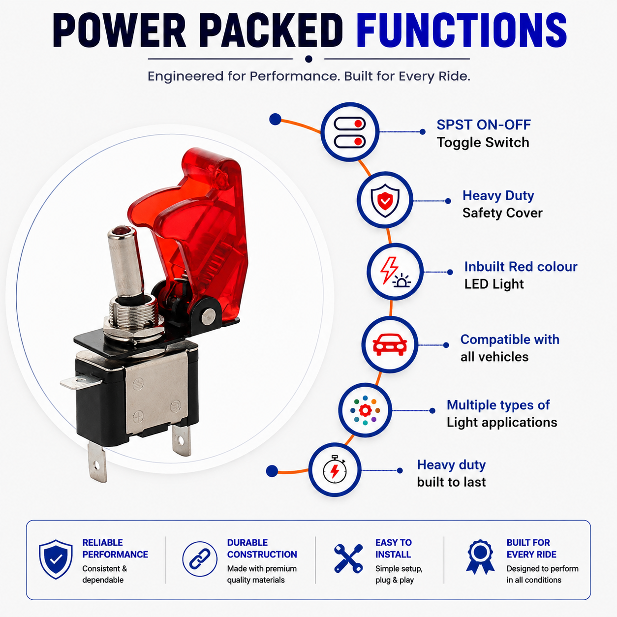 Red – Arming Switch with Aircraft Safety Cover & LED Light
