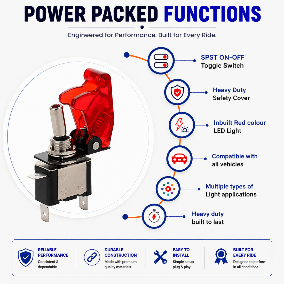 Red – Arming Switch with Aircraft Safety Cover & LED Light