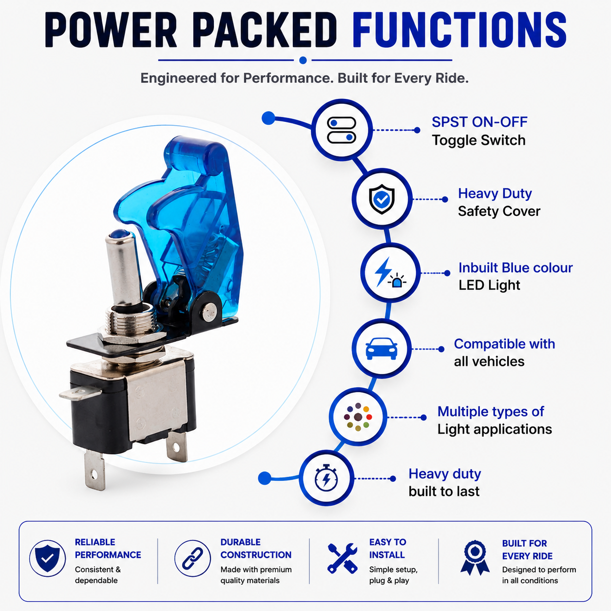 Blue – Arming Switch with Aircraft Safety Cover & LED Light