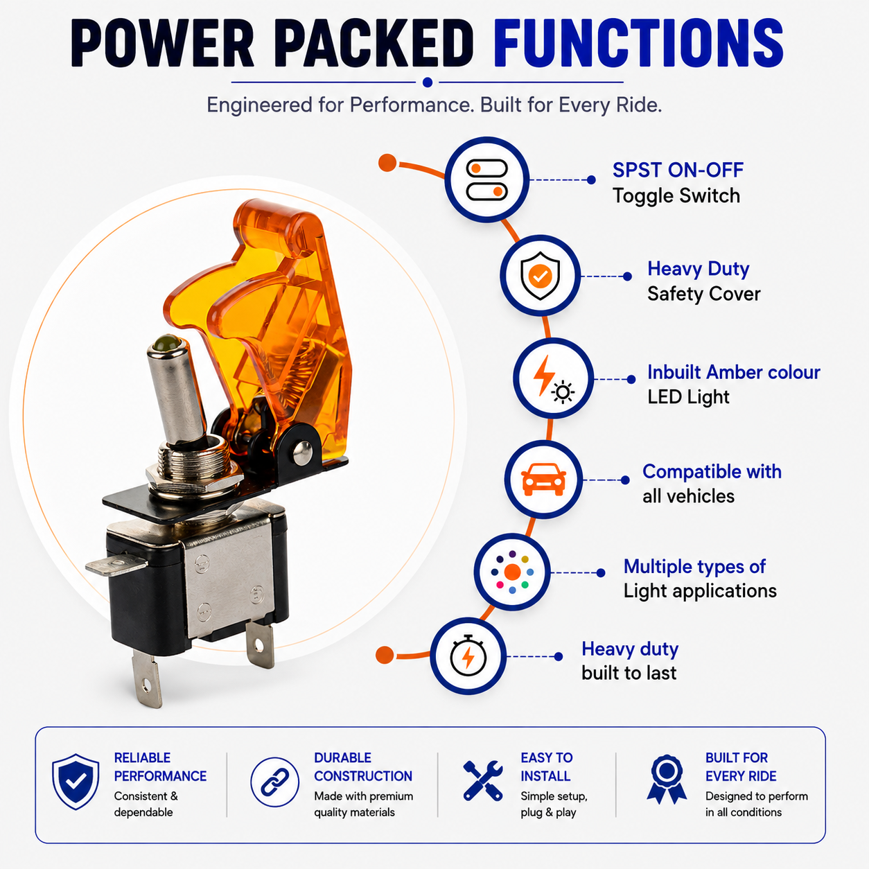 Yellow – Arming Switch with Aircraft Safety Cover & LED Light