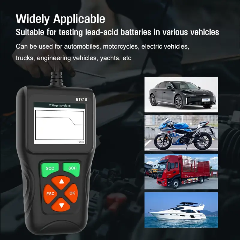 BT310 Car Battery Tester 12V/24V | Battery, Charging & Cranking Test | Cars, Bikes & Trucks